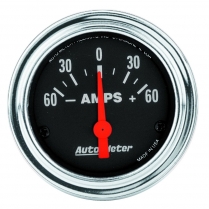 Traditional Chrome Ammeter Gauge - 60-0-60 amps