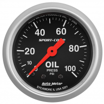 Sport-Comp Mechanical 100 psi Oil Pressure Gauge - 2-1/16"