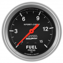 Sport-Comp Mechanical 15 psi Fuel Pressure Gauge - 2-5/8"