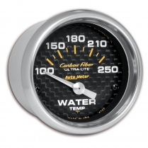 Carbon Fiber 2-1/16" Water Temp Gauge - 100-250 degree