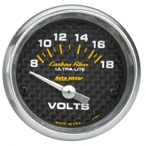 Carbon Fiber 2-1/16" Volt Gauge - 8-18 volt