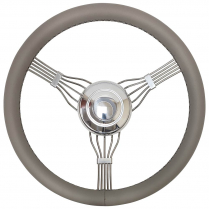 Banjo Steering Wheel w/Adapter & Plain Horn Button- Gray