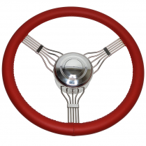 Banjo Steering Wheel w/Adapter & Plain Horn Button - Red