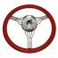 Banjo Steering Wheel w/Adapter & Plain Horn Button - Red