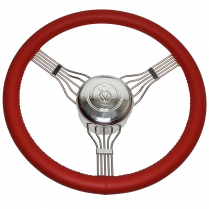 Banjo Steering Wheel w/Adapter & V8 Horn Button - Red