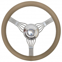 Banjo Steering Wheel w/Adapter & Plain Horn Button - Tan