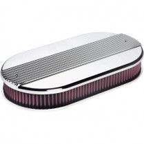 Ribbed Oval Dual Quad Air Cleaner - Polished