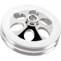 2 Groove Power Steering Pulley Press-On 77 Up - Polished