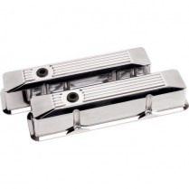 Ribbed Tall Valve Covers for SB Chevy - Polished