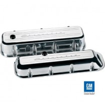 Chevy Script Short Valve Covers for BB Chevy - Polished