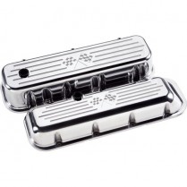Checkered Flags Tall Valve Covers for BB Chevy - Polished