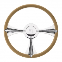 Rail Profile 15-1/2" Half Wrapped Steering Wheel - Polished