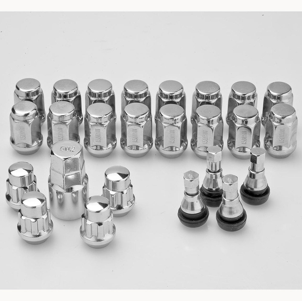 Lug Wheel Kit with Valve Stem & Locks 7/16" Chrome