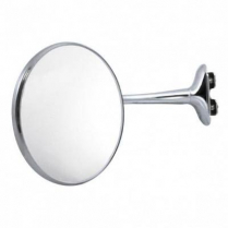 Chrome 4" Round Classic Style Door Edge Mirror w/Flat Lens