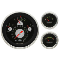 1957 Chevy Gauge Kit Black/Sliver Authentic Series - SLC