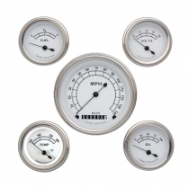 Classic White 5 Gauge Kit 3-3/8" Speedo & 4 2-1/8" - SLF