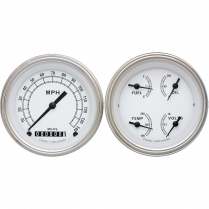 Classic White 2 Gauge Kit 3-3/8" Speedo/Quad - SLF