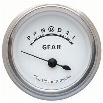 Classic White 21/8" Gear Selector Gauge with Overdrive SLF