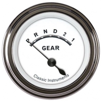 Classic White 2-1/8" Gear Selector Gauge w/o Overdrive - SLF
