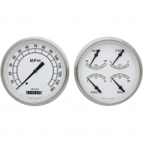 Classic White 2 Gauge Kit 4-5/8" Speedo & Quad - SLF