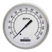 Classic White 4-5/8" 140 MPH Speedometer Gauge - SLF