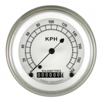 Classic White 3-3/8" 200 KPH Speedometer Gauge - SLF