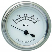 Classic White 2-1/8" 0-100 PSI Oil Press Gauge - SLF