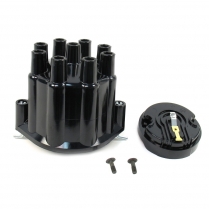 Flame Thrower Replacement V8 Black Distributor Cap & Rotor