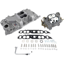 Chevy BB Satin Oval Port Perf Intake Manifold & Carb Kit