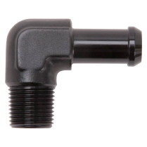 Black Anodized 90-Degree Hose End 3/8" NPT to 1/2" Barbed