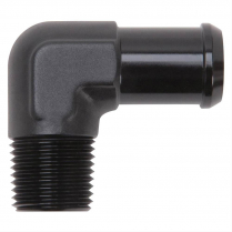 Black Anodized Hose End 90 Degree 1/2" NPT to 3/4" Barbed