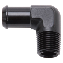 Black Anodized 90 Degree Hose End 1/2" NPT to 1/2" Barbed