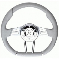 D-Shaped 13-1/2" Steering Wheel -Light Gray