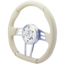 D-Shaped 13-1/2" Steering Wheel -Tan
