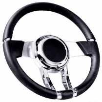 Waterfall Steering Wheel - Black Leather