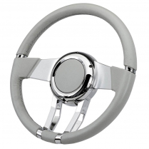 Waterfall Steering Wheel in Light Gray Leather