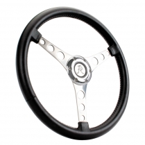 Vette Laser Cut 15" Steering Wheel - Black Leather