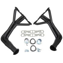 1955-57 Chevy Pass SBC Fenderwell Black Headers - 1-3/4"