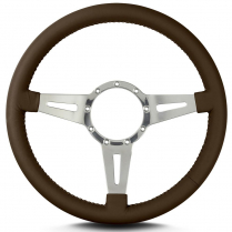 Mark 4 Elegante 14" Polished Spoke Steering Wheel - Brown
