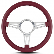 Mark 4 Double Slot 14" Polish Spoke Steering Wheel- Burgundy