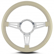Mark 4 Double Slot 14" Polished Spoke Steering Wheel - Bone