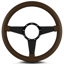 Mark 4 Standard 14" Black Spoke Steering Wheel - Brown