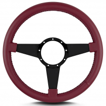 Mark 4 Standard 14" Black Spoke Steering Wheel - Burgundy