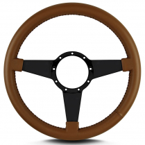 Mark 4 Standard 14" Black Spoke Steering Wheel - Caramel