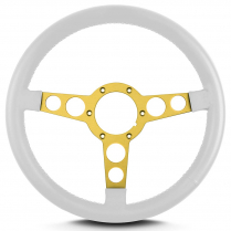 Trans Am 69-81 Pontiac 14" Gold Spoke Steering Wheel - White