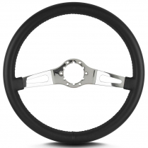 Teardrop 2 Spoke 14" Polish Steering Wheel Std Grip - Black