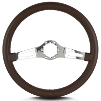 Teardrop 2 Spoke 14" Polish Steering Wheel Std Grip - Brown