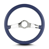 Teardrop 2 Spoke 14" Polish Steering Wheel Std Grip - Blue