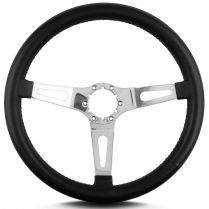 Teardrop 3 Spoke 14" Polish Steering Wheel Std Grip - Black