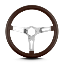 Teardrop 3 Spoke 14" Polish Steering Wheel Std Grip -Brown